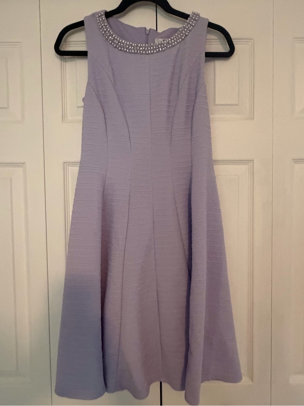 Studio One Lilac Fit and Flare Dress with Beaded Collar
